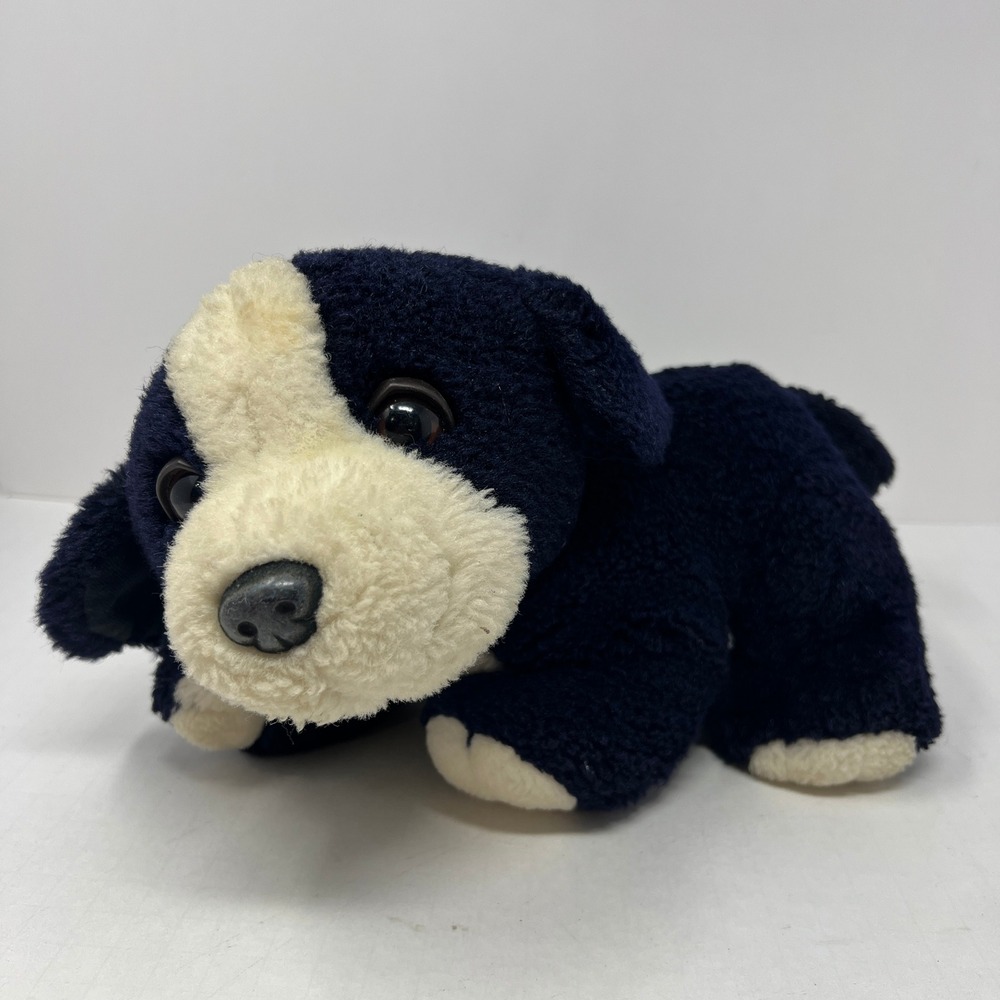 Vintage Border Collie Dog Plush 11 Inch Blue‎ White Stuffed Animal Toy Soft Cute